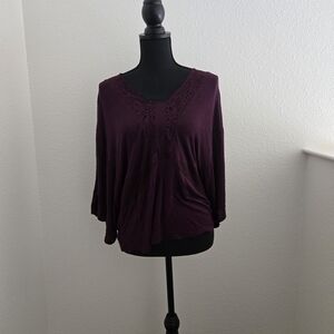 Jennifer Lopez Deep Purple V-Neck Blouse